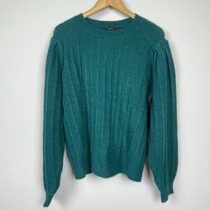 Ann Taylor XXL Emerald Green‎ Balloon Sleeve Sweater Cozy Classic Old Money Chic